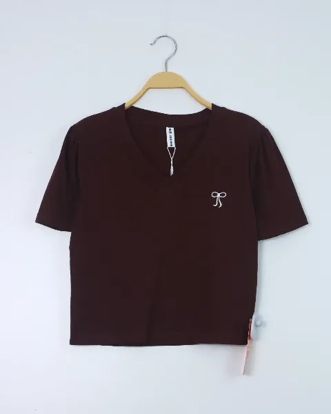 Áo phông nữ cổ tròn ôm zip 1115 trắng H01.2026.1